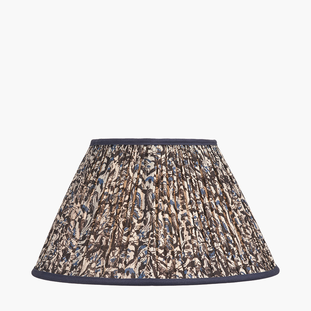 Ornella 40cm Blue Floral Design Mushroom Pleat Empire Lampshade