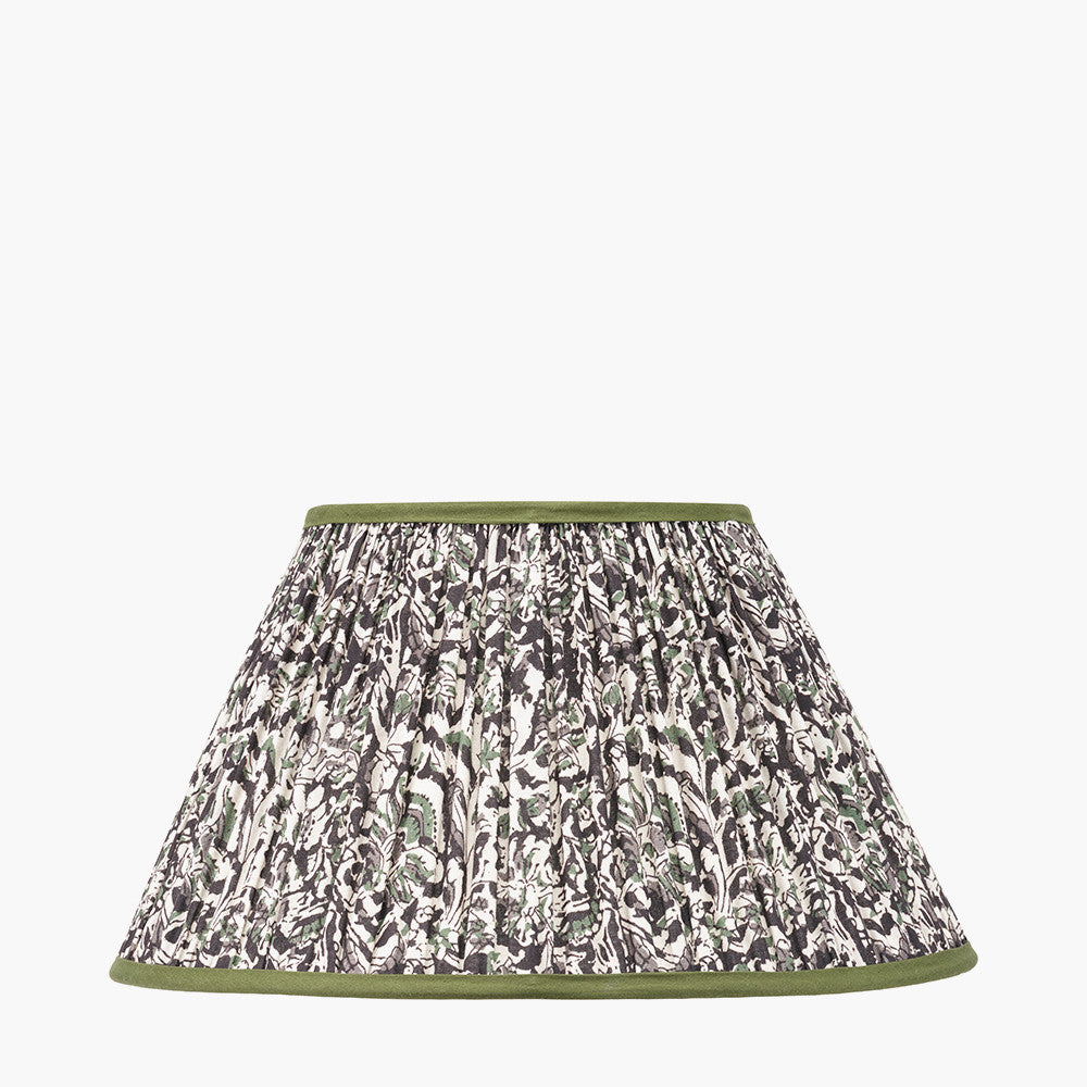 Ornella 40cm Green Floral Design Mushroom Pleat Empire Lampshade