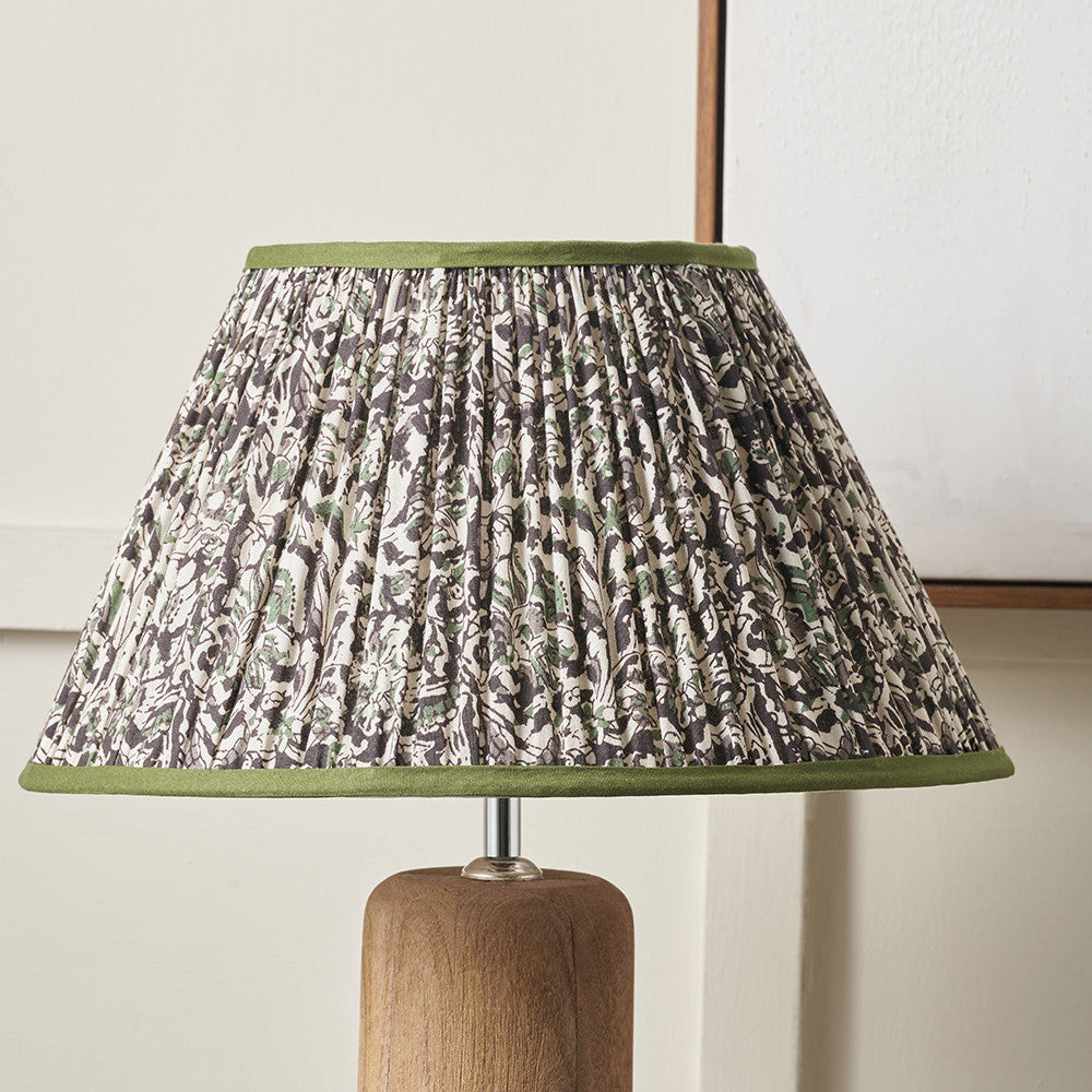 Ornella 40cm Green Floral Design Mushroom Pleat Empire Lampshade