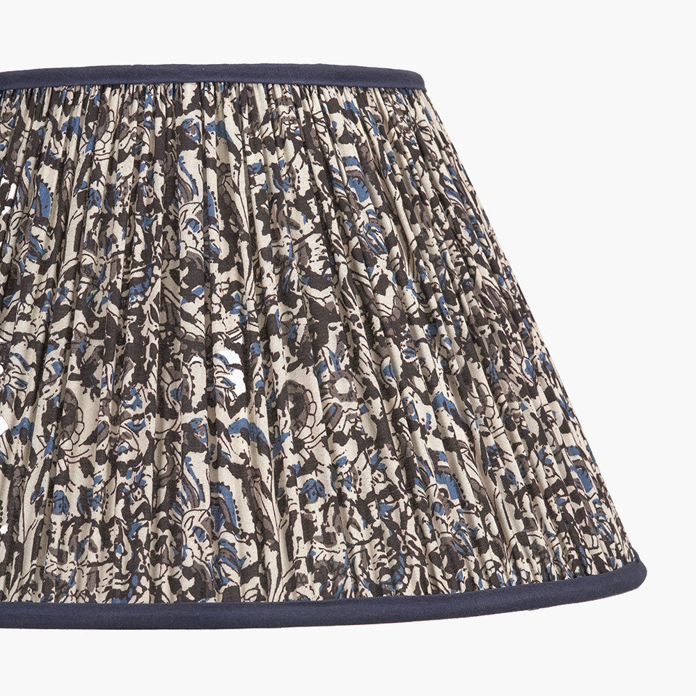 Ornella 45cm Blue Floral Design Mushroom Pleat Empire Lampshade