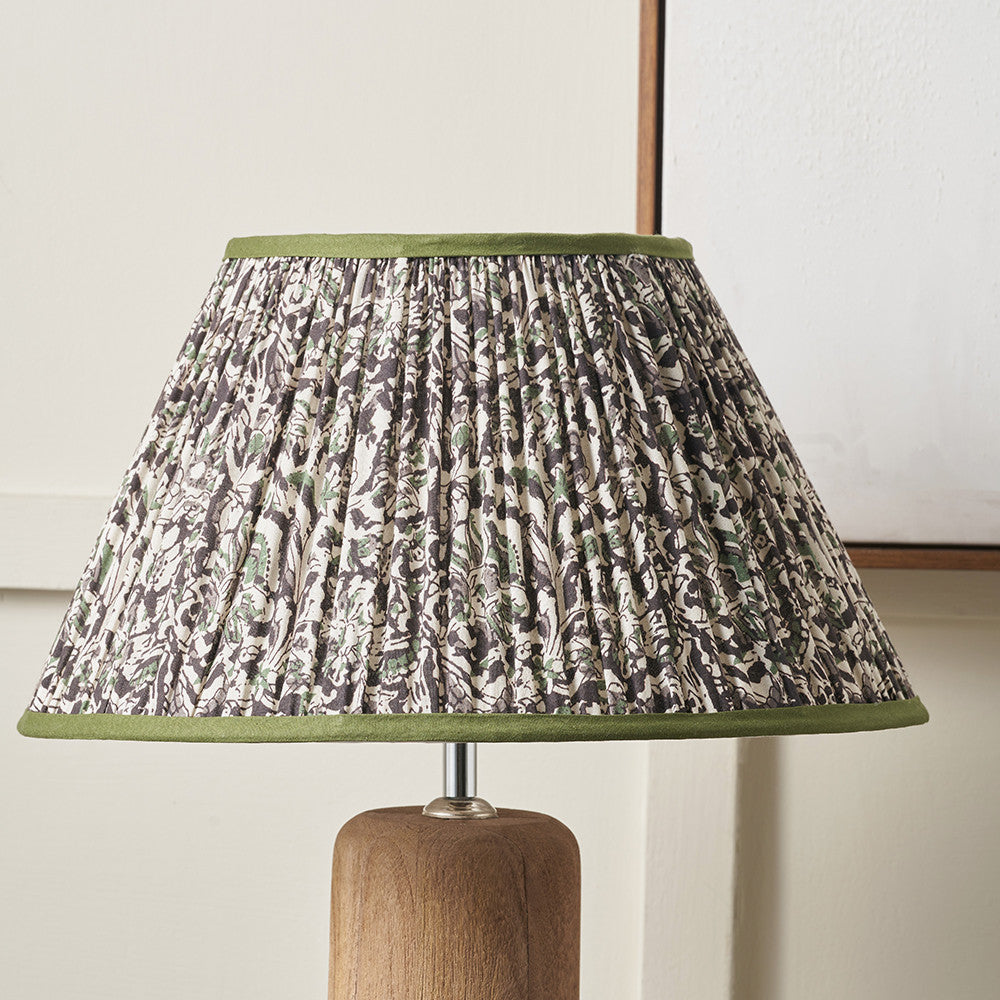 Ornella 45cm Green Floral Design Mushroom Pleat Empire Lampshade
