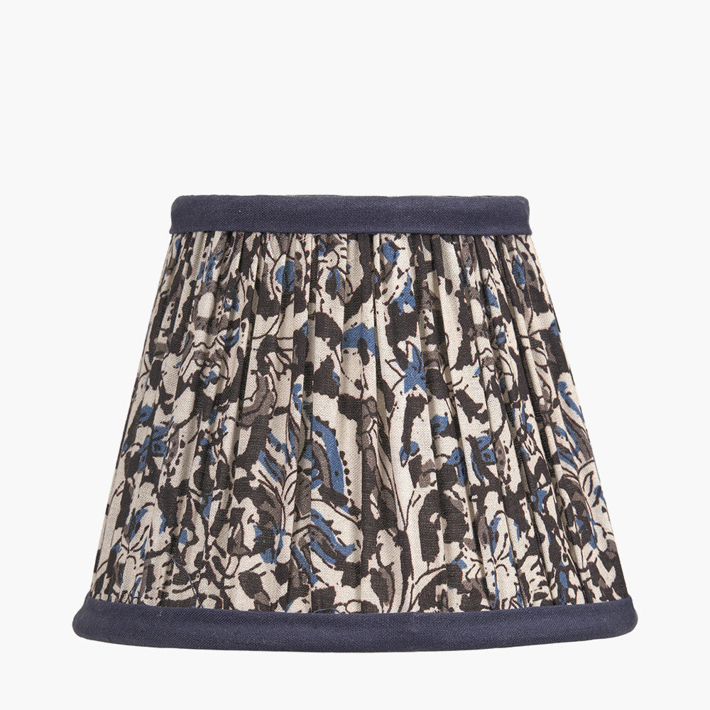Ornella 16cm Blue Floral Design Mushroom Pleat Tall Tapered Lampshade