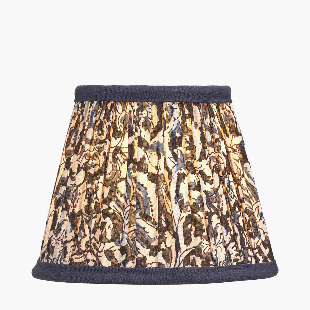 Ornella 16cm Blue Floral Design Mushroom Pleat Tall Tapered Lampshade