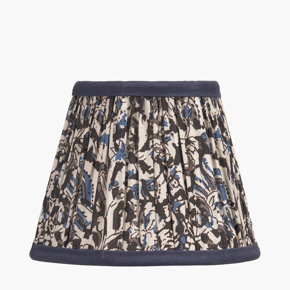 Ornella 16cm Blue Floral Design Mushroom Pleat Tall Tapered Lampshade