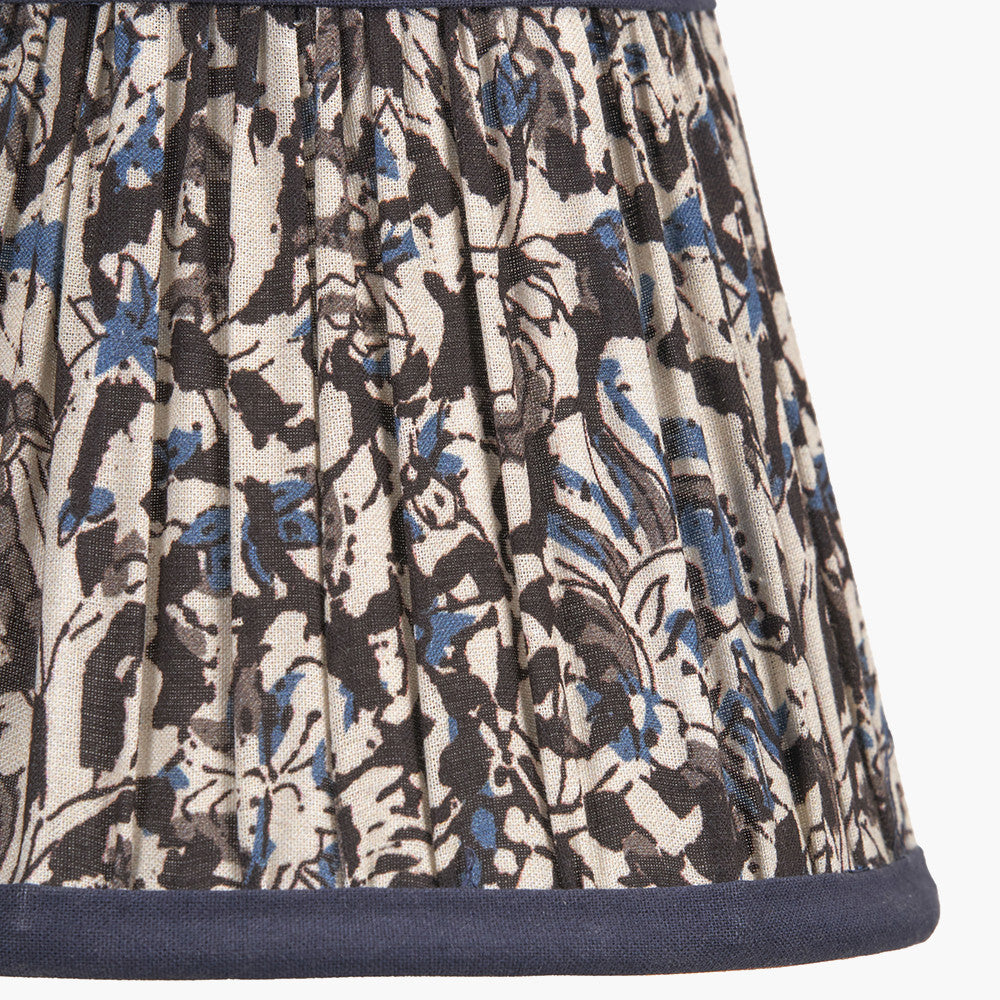 Ornella 16cm Blue Floral Design Mushroom Pleat Tall Tapered Lampshade