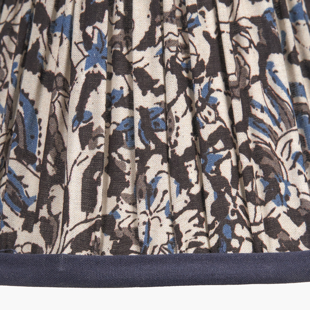 Ornella 16cm Blue Floral Design Mushroom Pleat Tall Tapered Lampshade