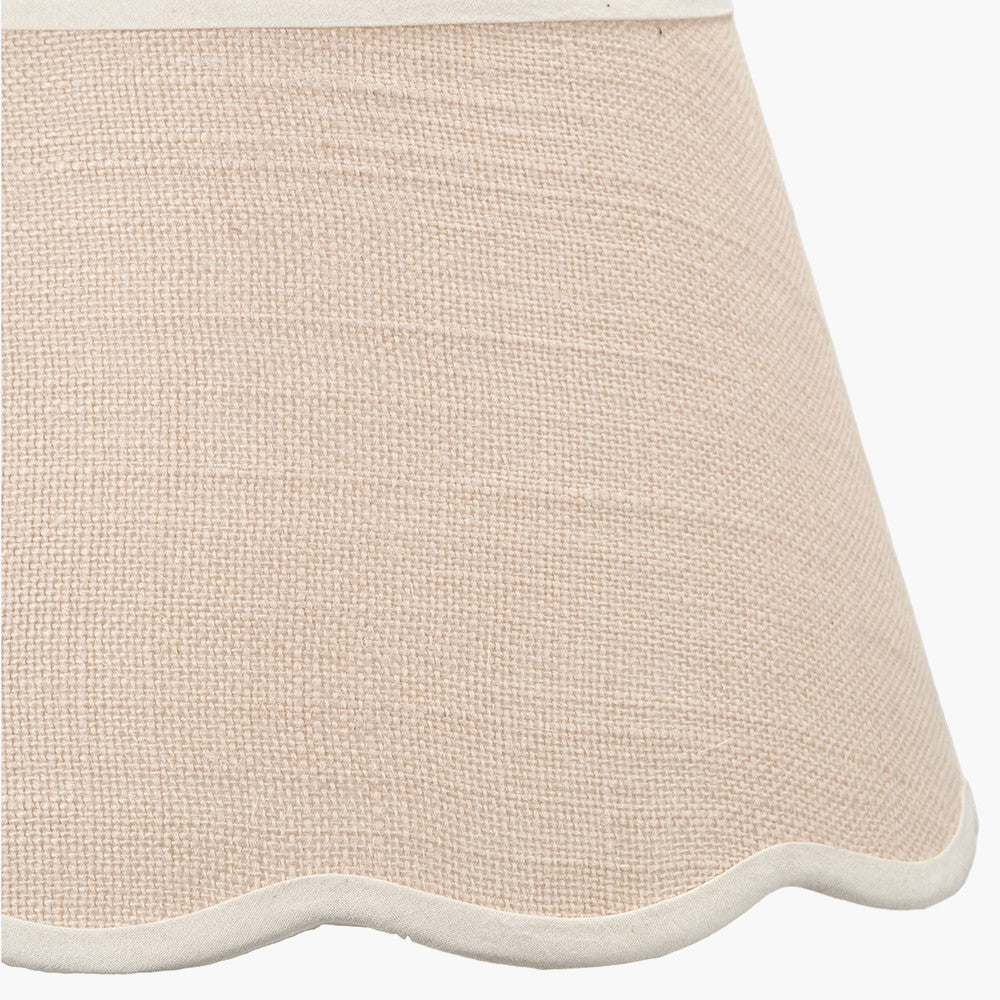 Tabitha 25cm Cream Jute Scalloped Edge Tapered Lampshade with Cream Binding