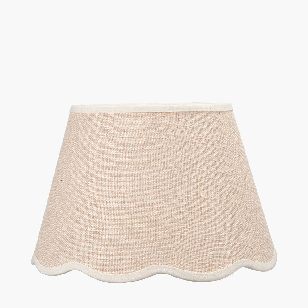 Tabitha 30cm Cream Jute Scalloped Edge Tapered Lampshade with Cream Binding
