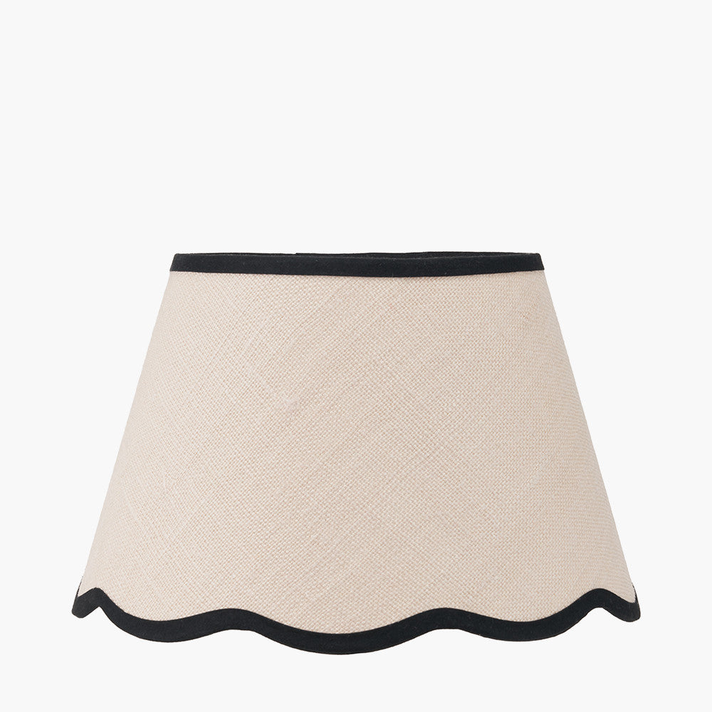 Tabitha 30cm Cream Jute Scalloped Edge Tapered Lampshade with Black Binding