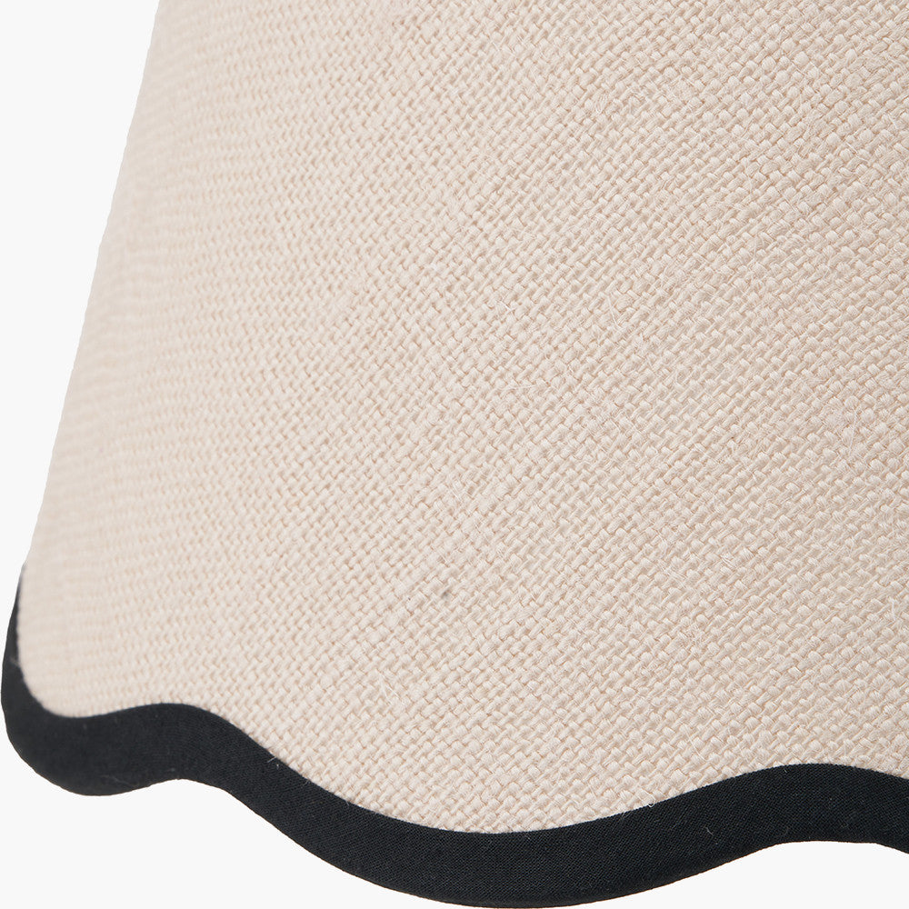 Tabitha 30cm Cream Jute Scalloped Edge Tapered Lampshade with Black Binding
