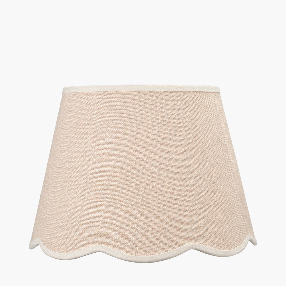 Tabitha 35cm Cream Jute Scalloped Edge Tapered Lampshade with Cream Binding