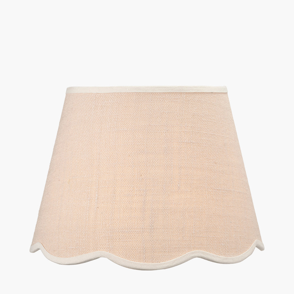 Tabitha 35cm Cream Jute Scalloped Edge Tapered Lampshade with Cream Binding