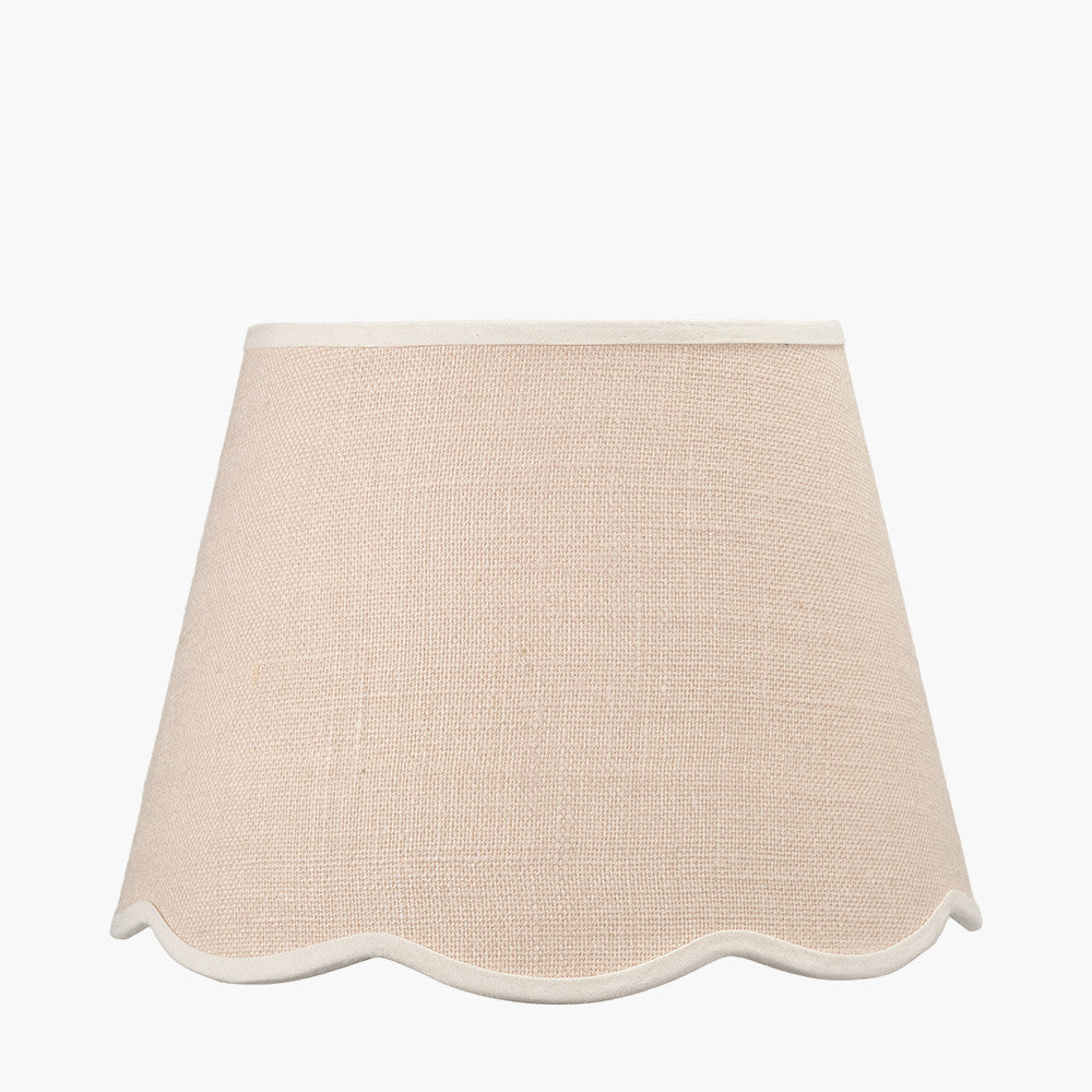 Tabitha 35cm Cream Jute Scalloped Edge Tapered Lampshade with Cream Binding