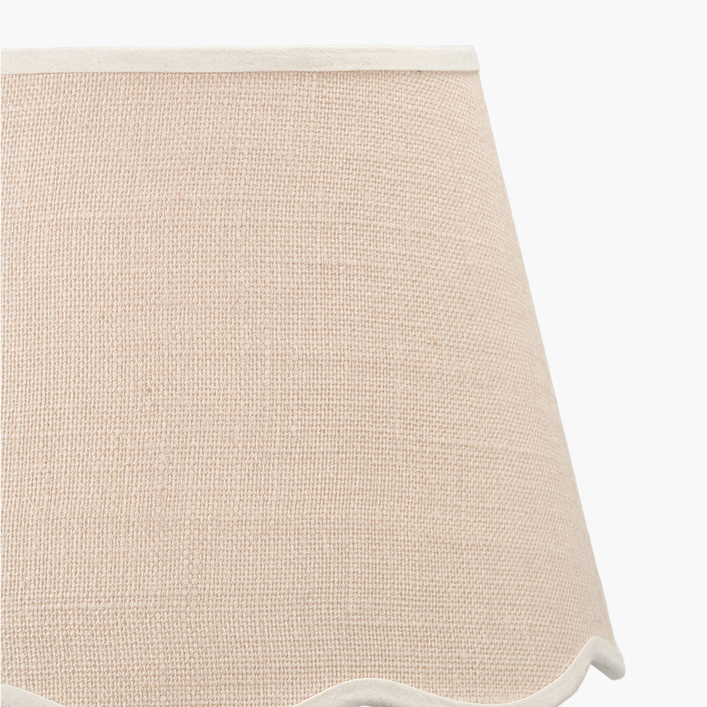 Tabitha 35cm Cream Jute Scalloped Edge Tapered Lampshade with Cream Binding