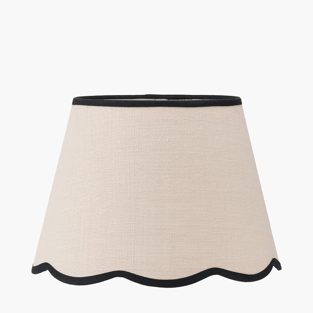 Tabitha 35cm Cream Jute Scalloped Edge Tapered Lampshade with Black Binding