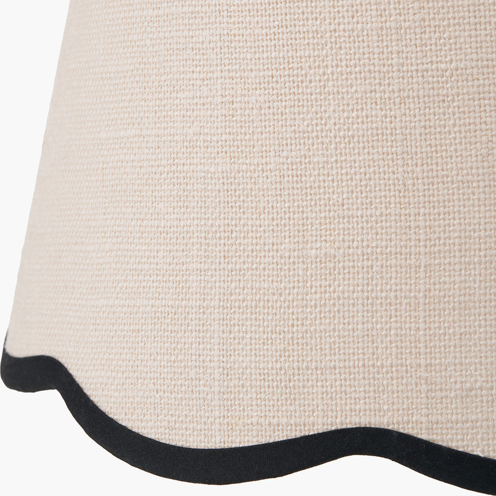 Tabitha 35cm Cream Jute Scalloped Edge Tapered Lampshade with Black Binding