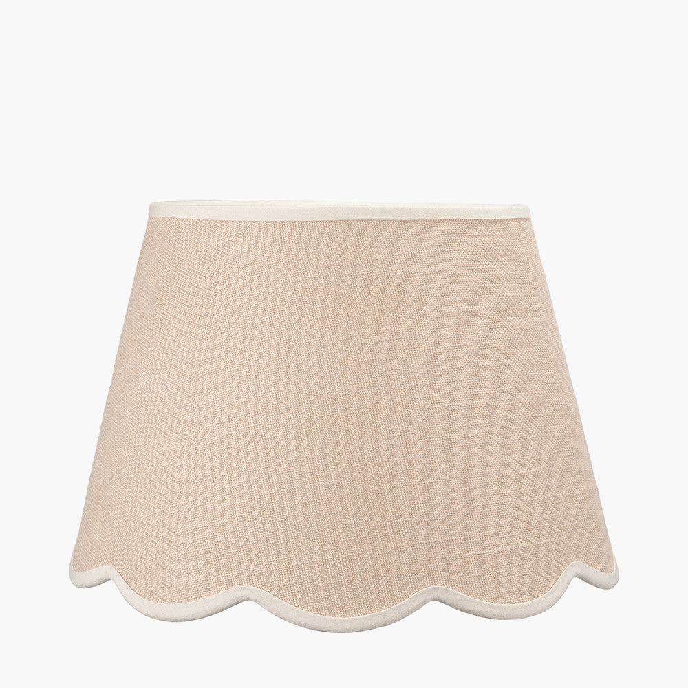 Tabitha 40cm Cream Jute Scalloped Edge Tapered Lampshade with Cream Binding