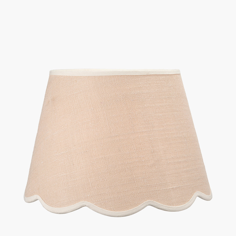Tabitha 40cm Cream Jute Scalloped Edge Tapered Lampshade with Cream Binding