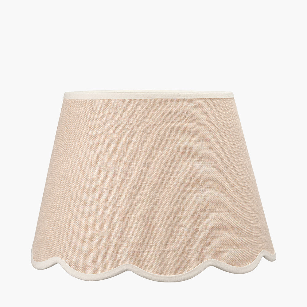 Tabitha 40cm Cream Jute Scalloped Edge Tapered Lampshade with Cream Binding