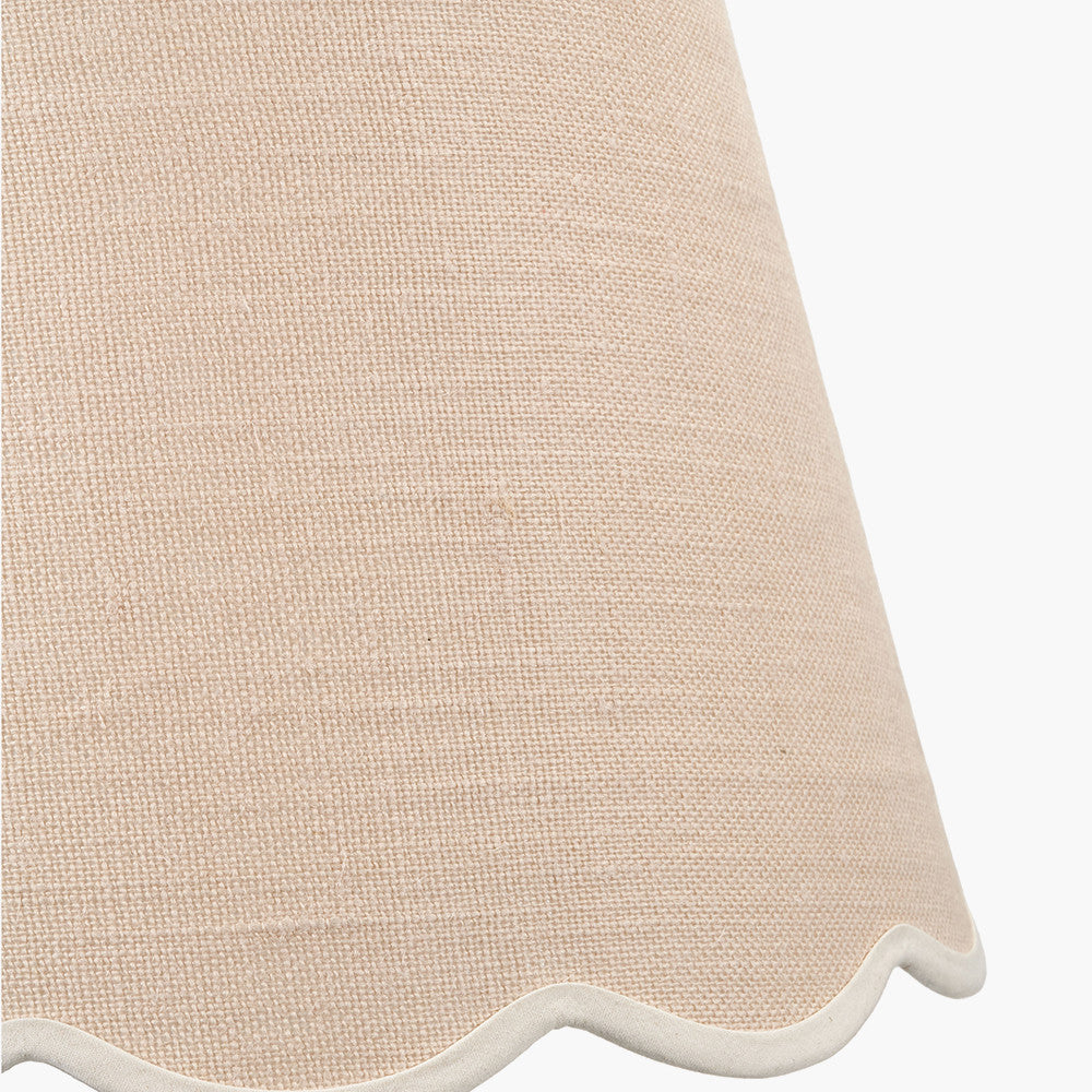 Tabitha 40cm Cream Jute Scalloped Edge Tapered Lampshade with Cream Binding