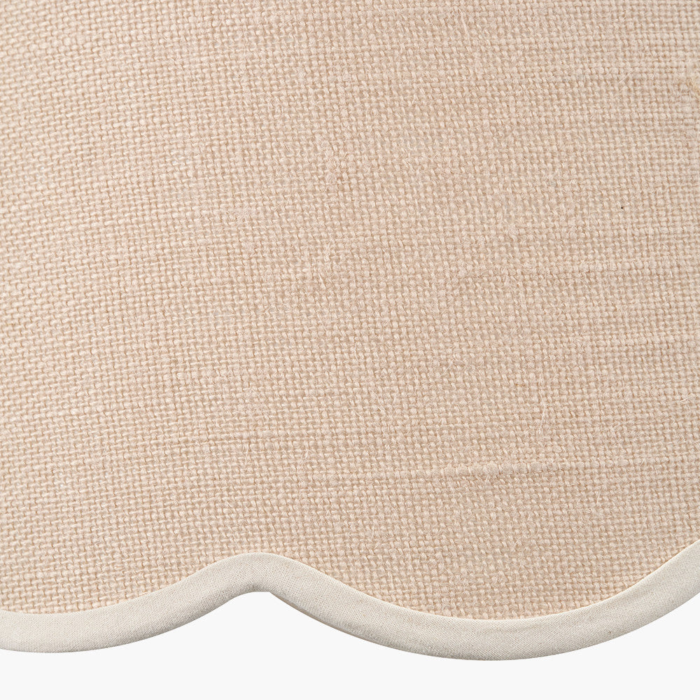 Tabitha 40cm Cream Jute Scalloped Edge Tapered Lampshade with Cream Binding