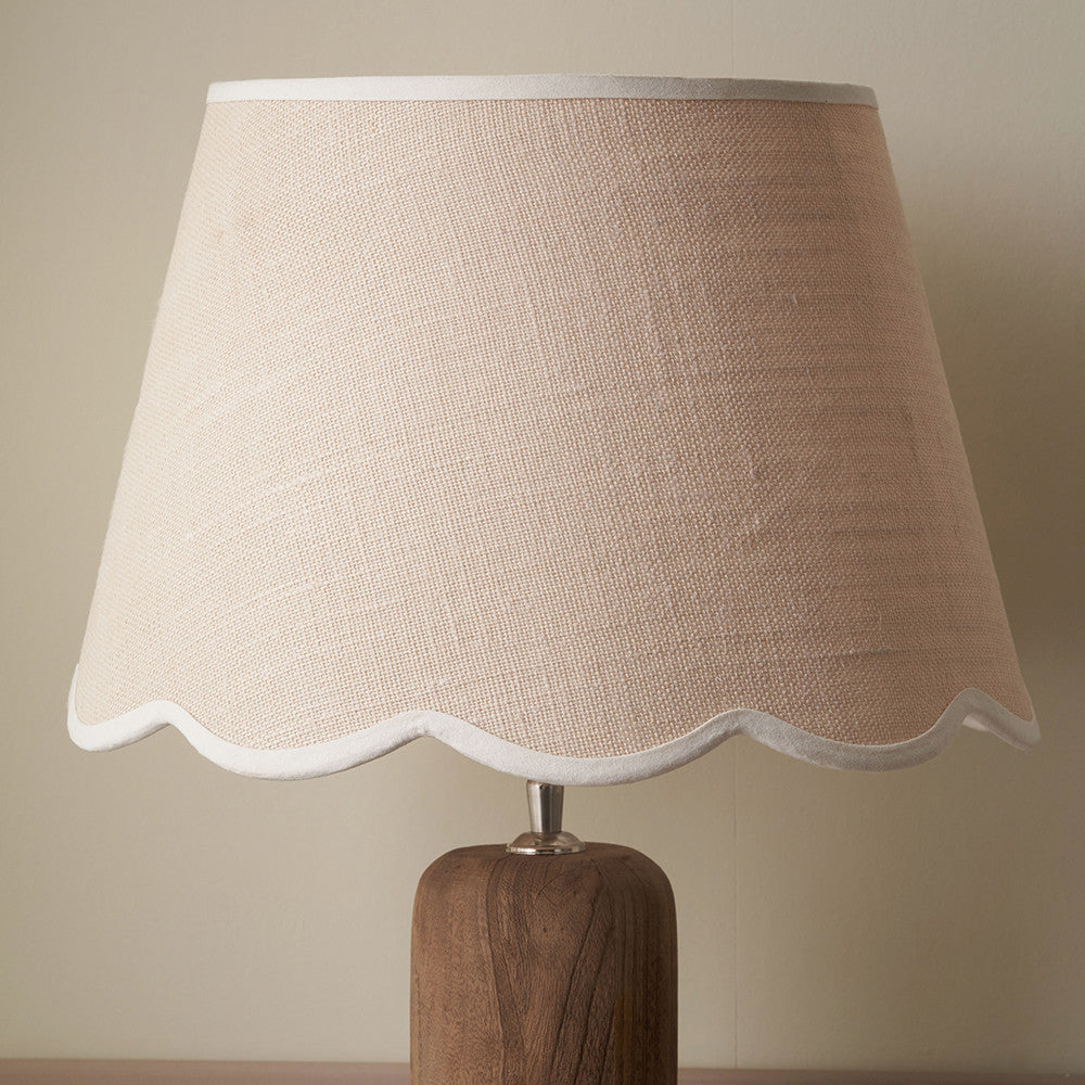 Tabitha 40cm Cream Jute Scalloped Edge Tapered Lampshade with Cream Binding
