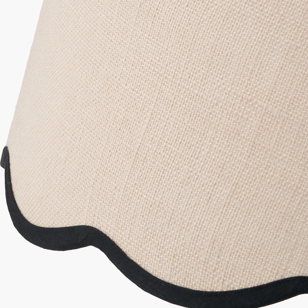 Tabitha 40cm Cream Jute Scalloped Edge Tapered Lampshade with Black Binding