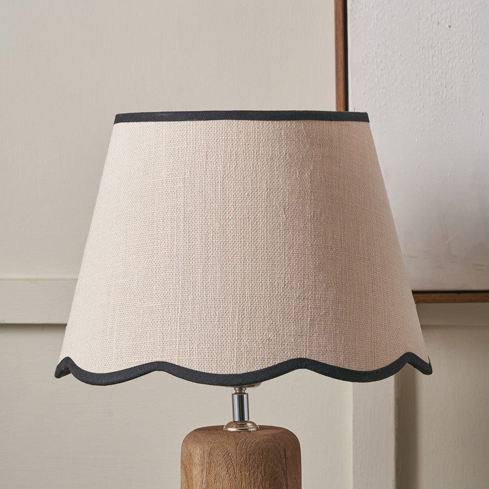 Tabitha 40cm Cream Jute Scalloped Edge Tapered Lampshade with Black Binding