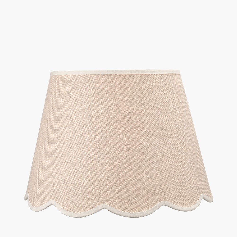 Tabitha 45cm Cream Jute Scalloped Edge Tapered Lampshade with Cream Binding
