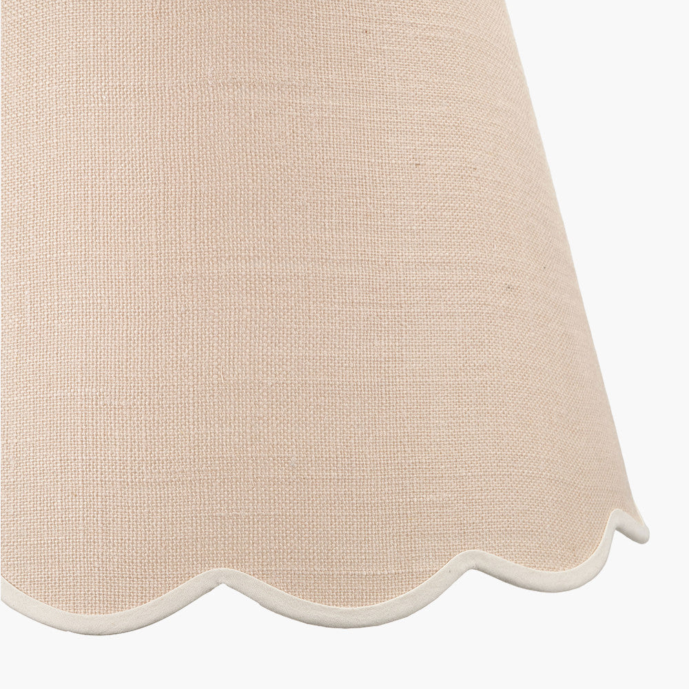 Tabitha 45cm Cream Jute Scalloped Edge Tapered Lampshade with Cream Binding