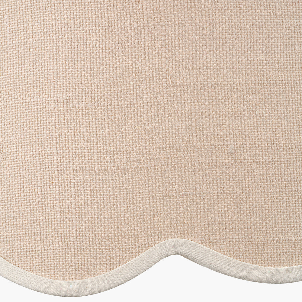 Tabitha 45cm Cream Jute Scalloped Edge Tapered Lampshade with Cream Binding