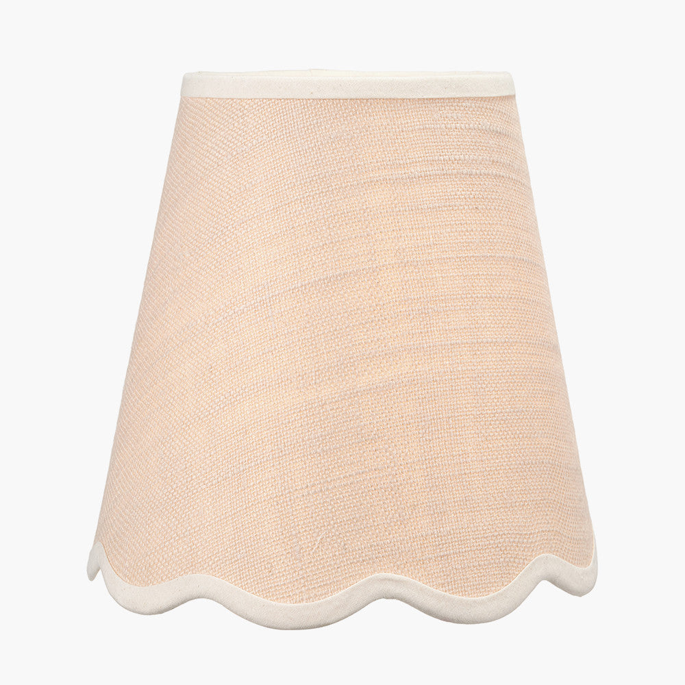 Tabitha 14cm Cream Jute Scalloped Edge Tapered Candle Clip Lampshade with Cream Binding