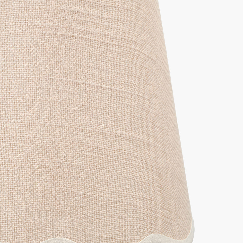 Tabitha 14cm Cream Jute Scalloped Edge Tapered Candle Clip Lampshade with Cream Binding