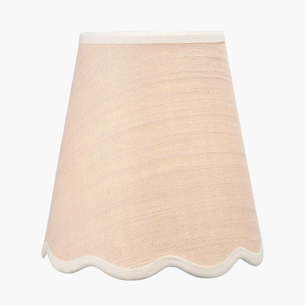 Tabitha 14cm Cream Jute Scalloped Edge Tapered Candle Clip Lampshade with Cream Binding