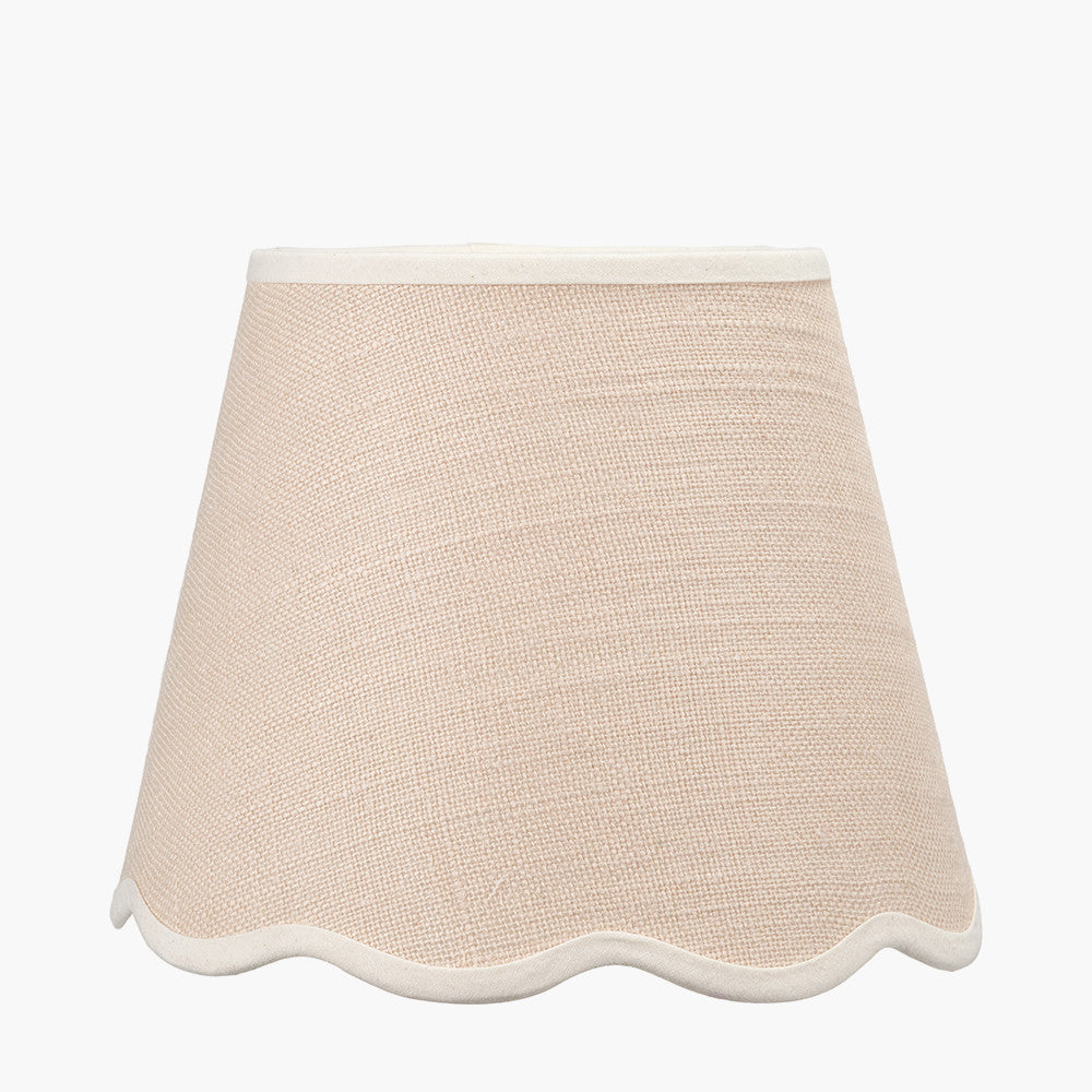 Tabitha 16cm Cream Jute Scalloped Edge Tapered Lampshade with Cream Binding