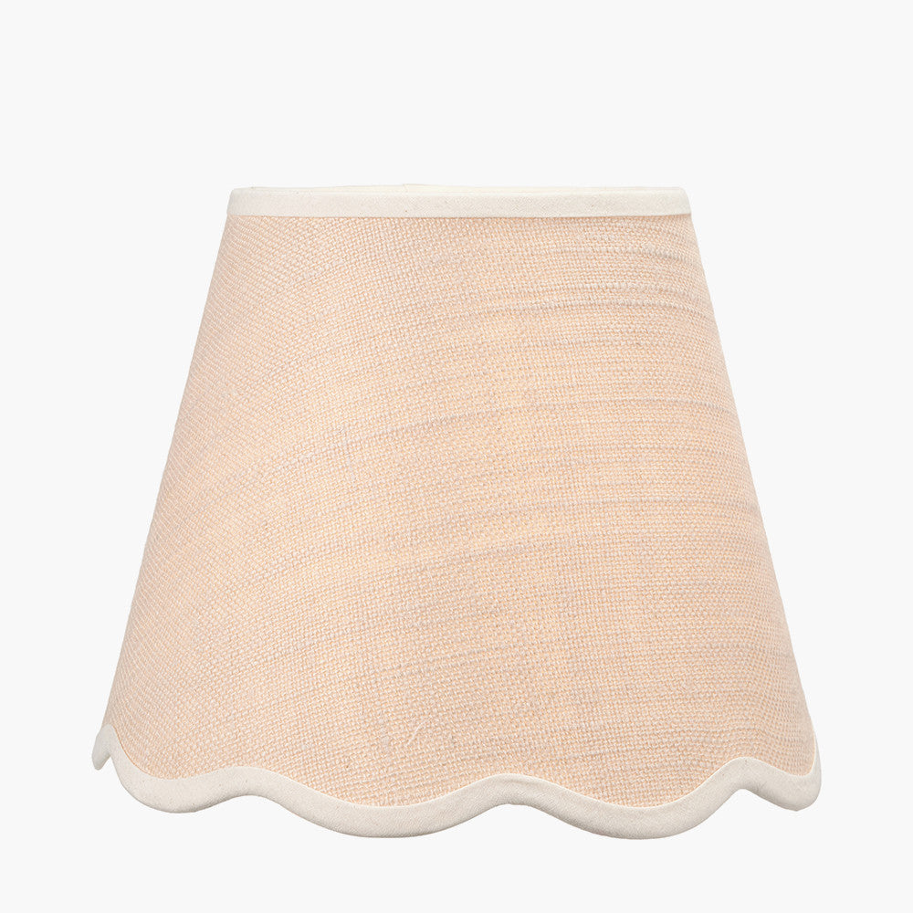 Tabitha 16cm Cream Jute Scalloped Edge Tapered Lampshade with Cream Binding