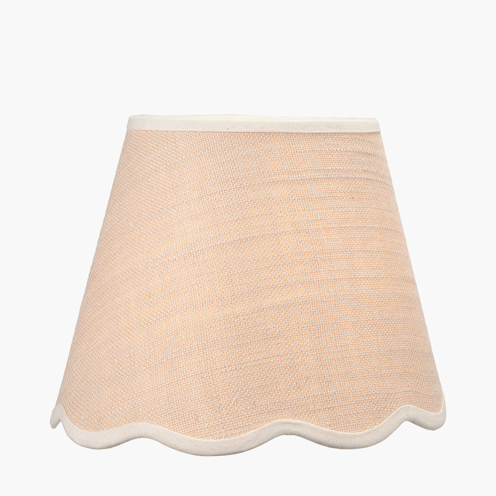 Tabitha 16cm Cream Jute Scalloped Edge Tapered Lampshade with Cream Binding