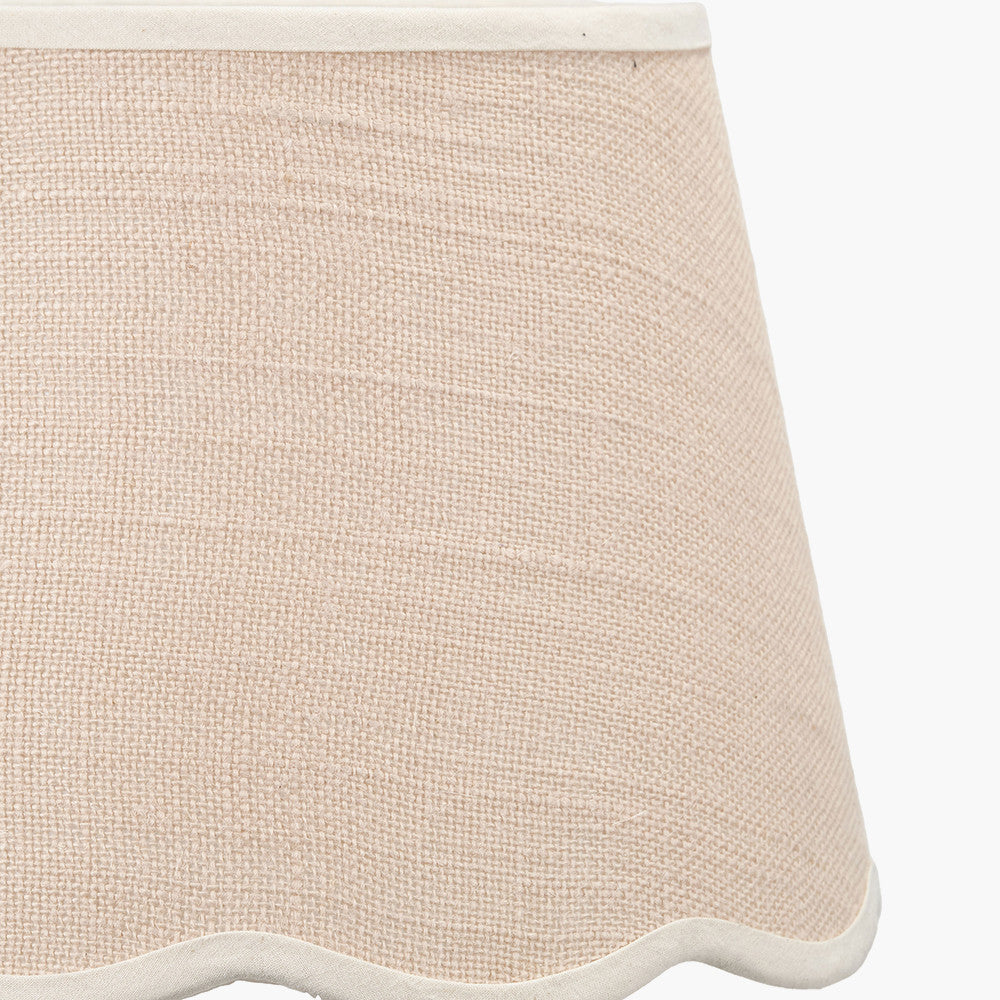 Tabitha 16cm Cream Jute Scalloped Edge Tapered Lampshade with Cream Binding