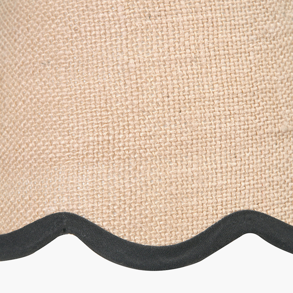Tabitha 16cm Cream Jute Scalloped Edge Tapered Lampshade with Black Binding
