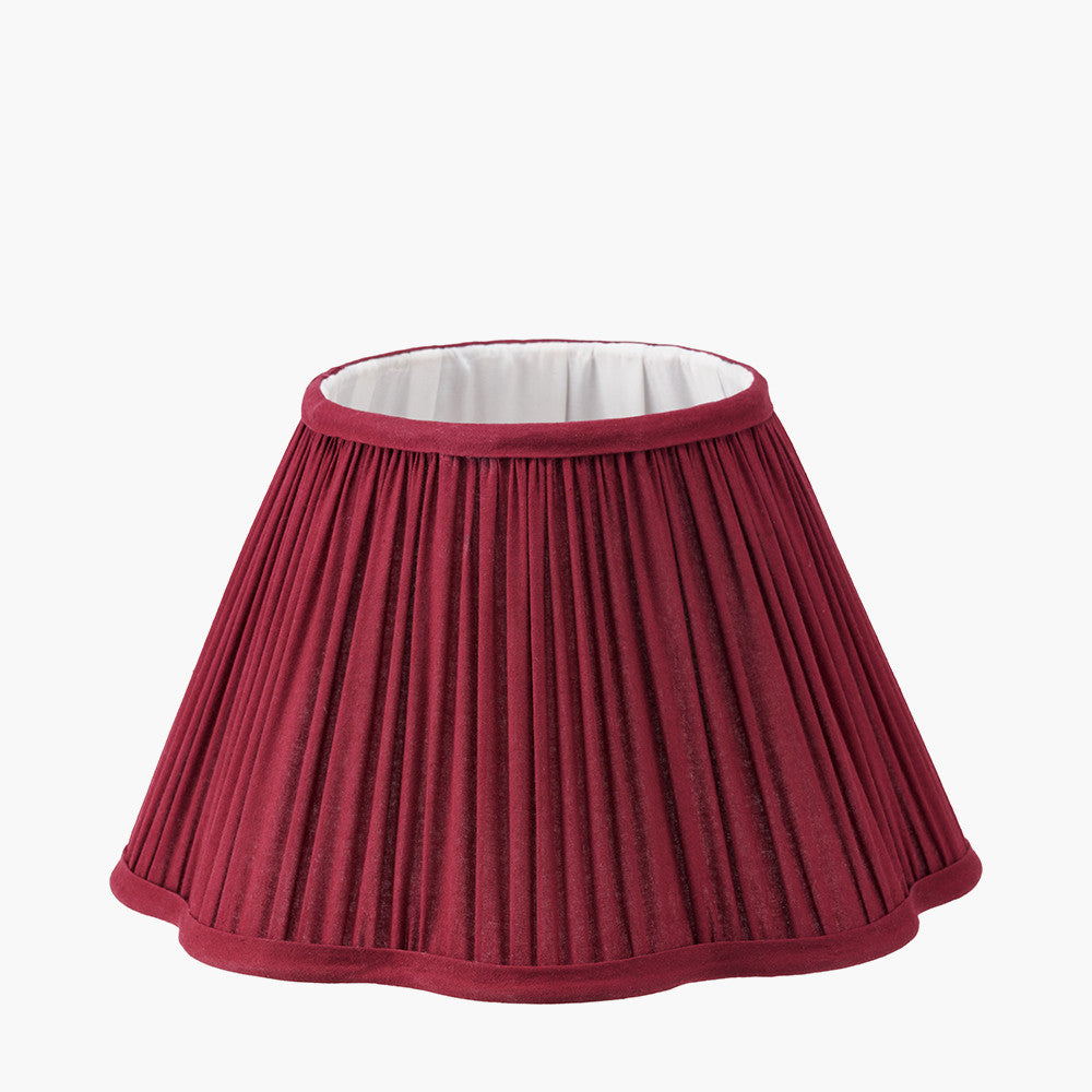 Malia 30cm Mulberry Red Mushroom Pleat Scalloped Tapered Lampshade