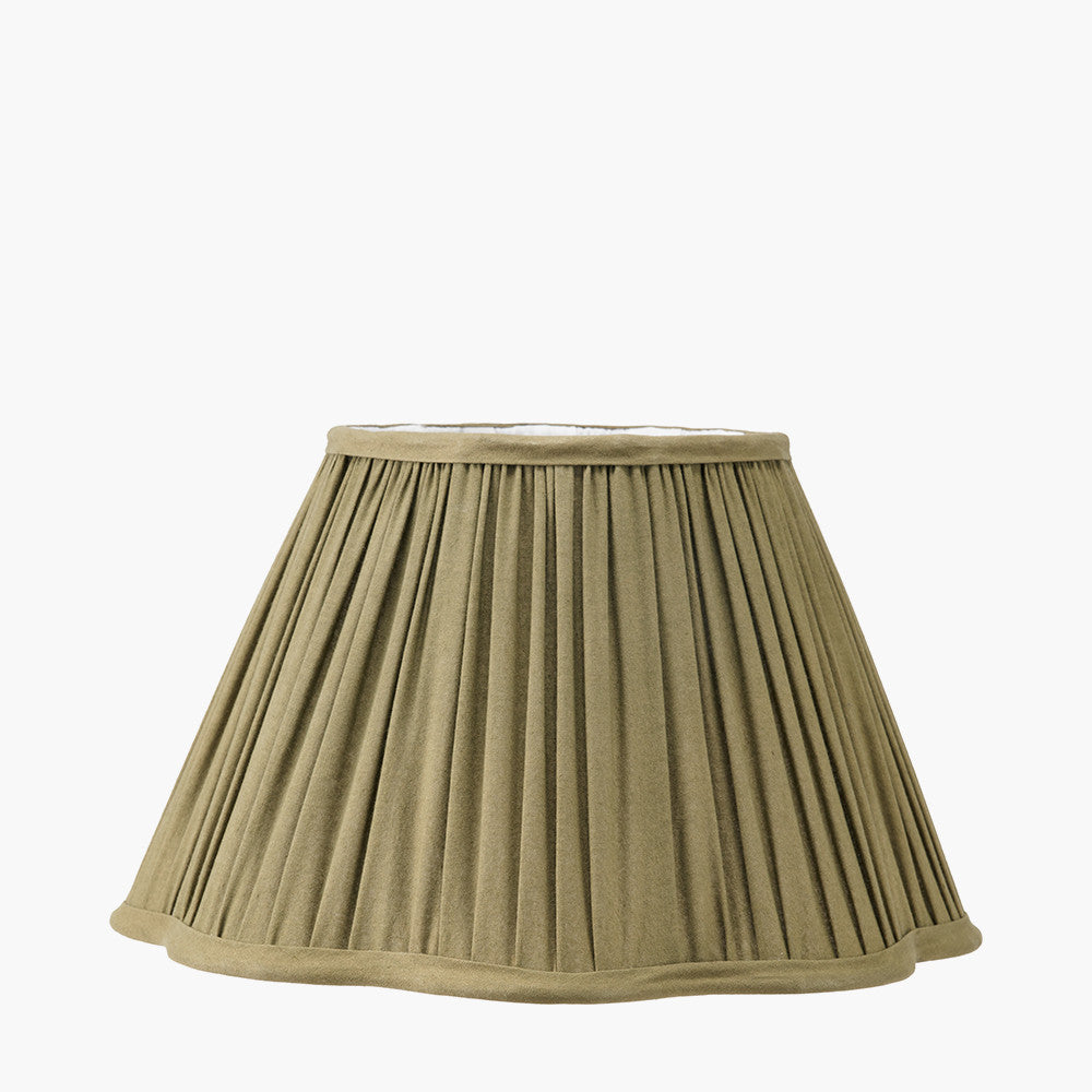 Malia 30cm Olive Green Mushroom Pleat Scalloped Tapered Lampshade
