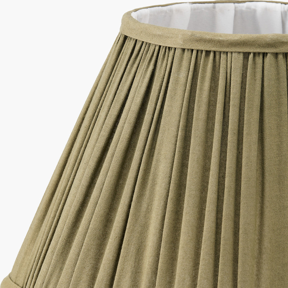 Malia 30cm Olive Green Mushroom Pleat Scalloped Tapered Lampshade