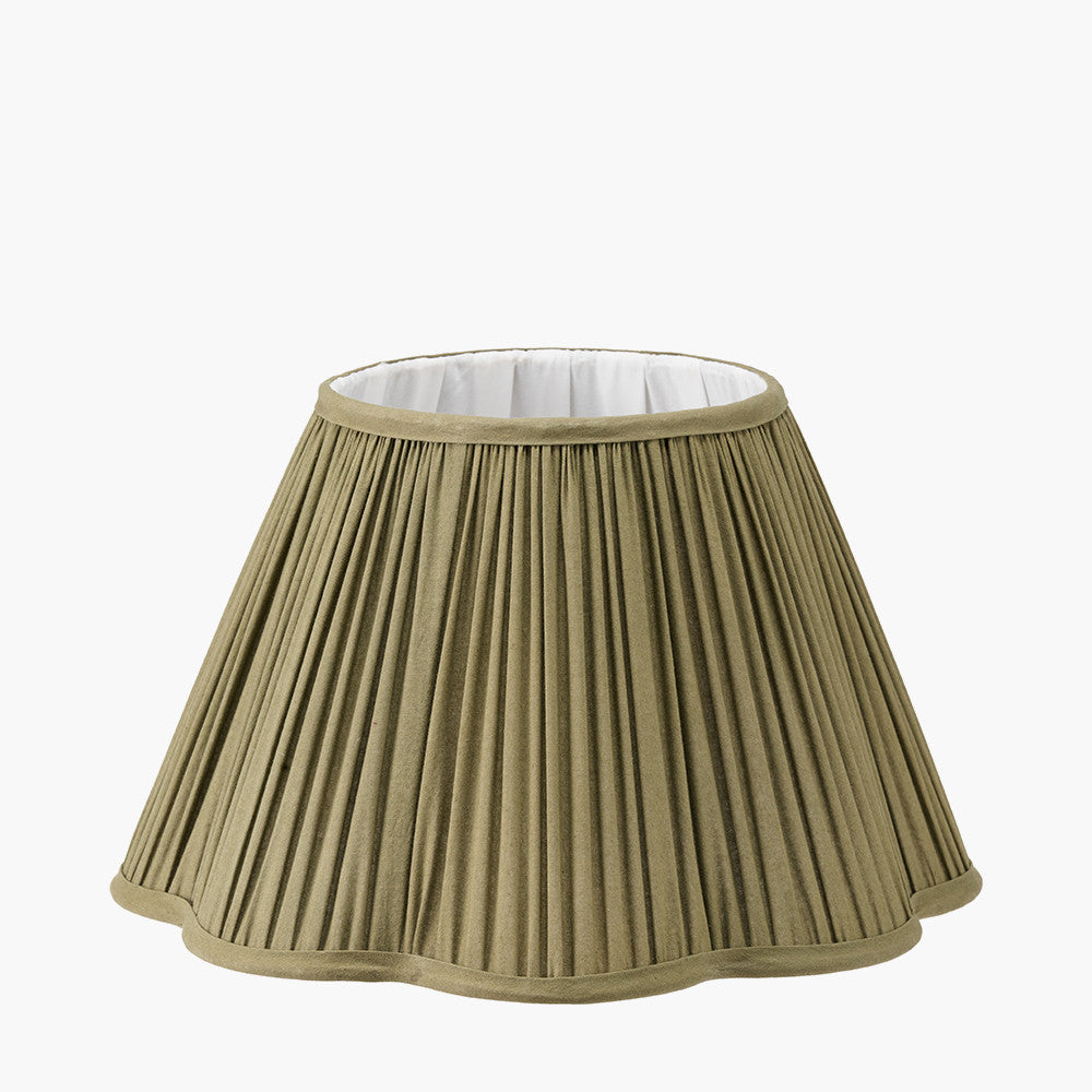 Malia 35cm Olive Green Mushroom Pleat Scalloped Tapered Lampshade