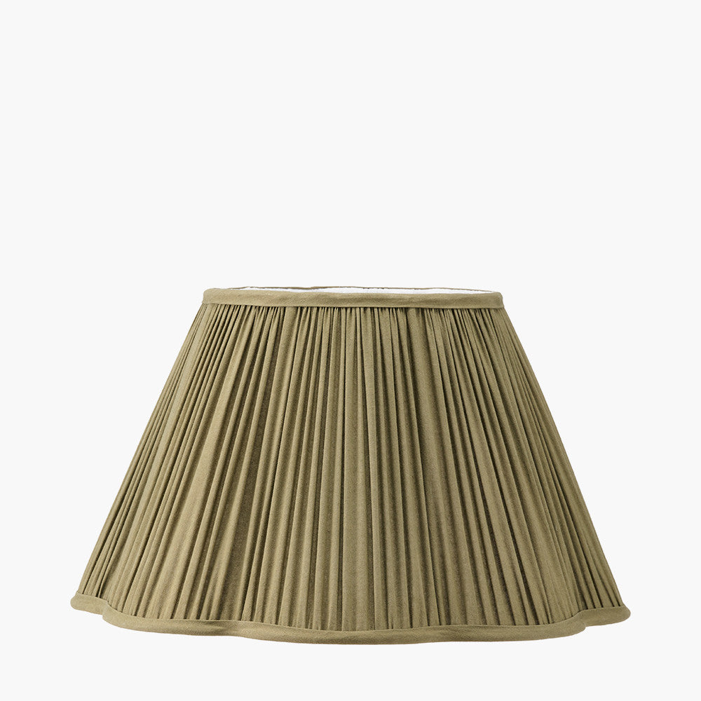 Malia 40cm Olive Green Mushroom Pleat Scalloped Tapered Lampshade