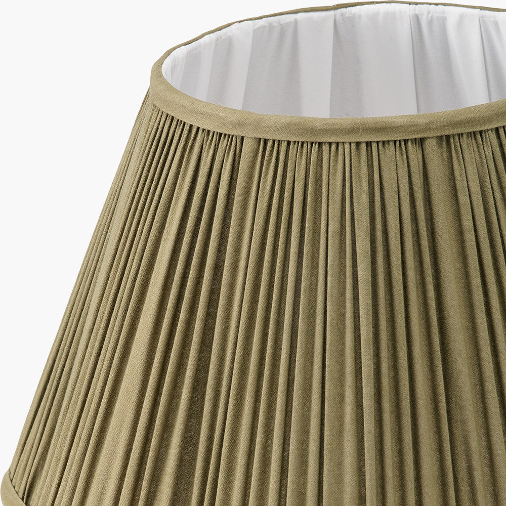 Malia 40cm Olive Green Mushroom Pleat Scalloped Tapered Lampshade