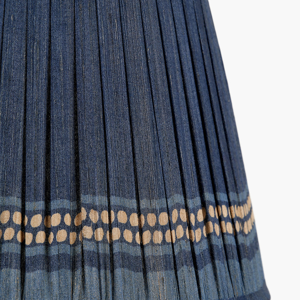 Samaira 30cm Denim Silk Border Print Mushroom Pleat Tapered Lampshade
