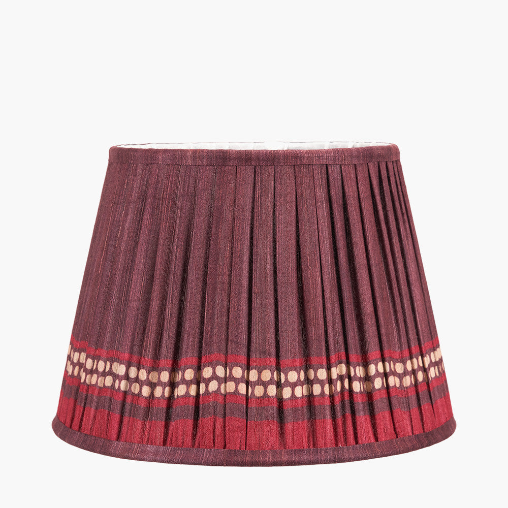 Samaira 30cm Red Silk Border Print Mushroom Pleat Tapered Lampshade
