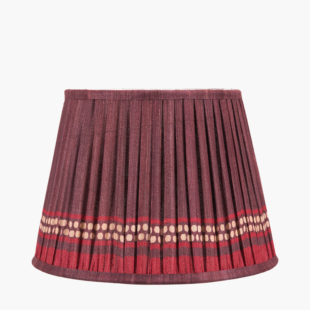Samaira 30cm Red Silk Border Print Mushroom Pleat Tapered Lampshade