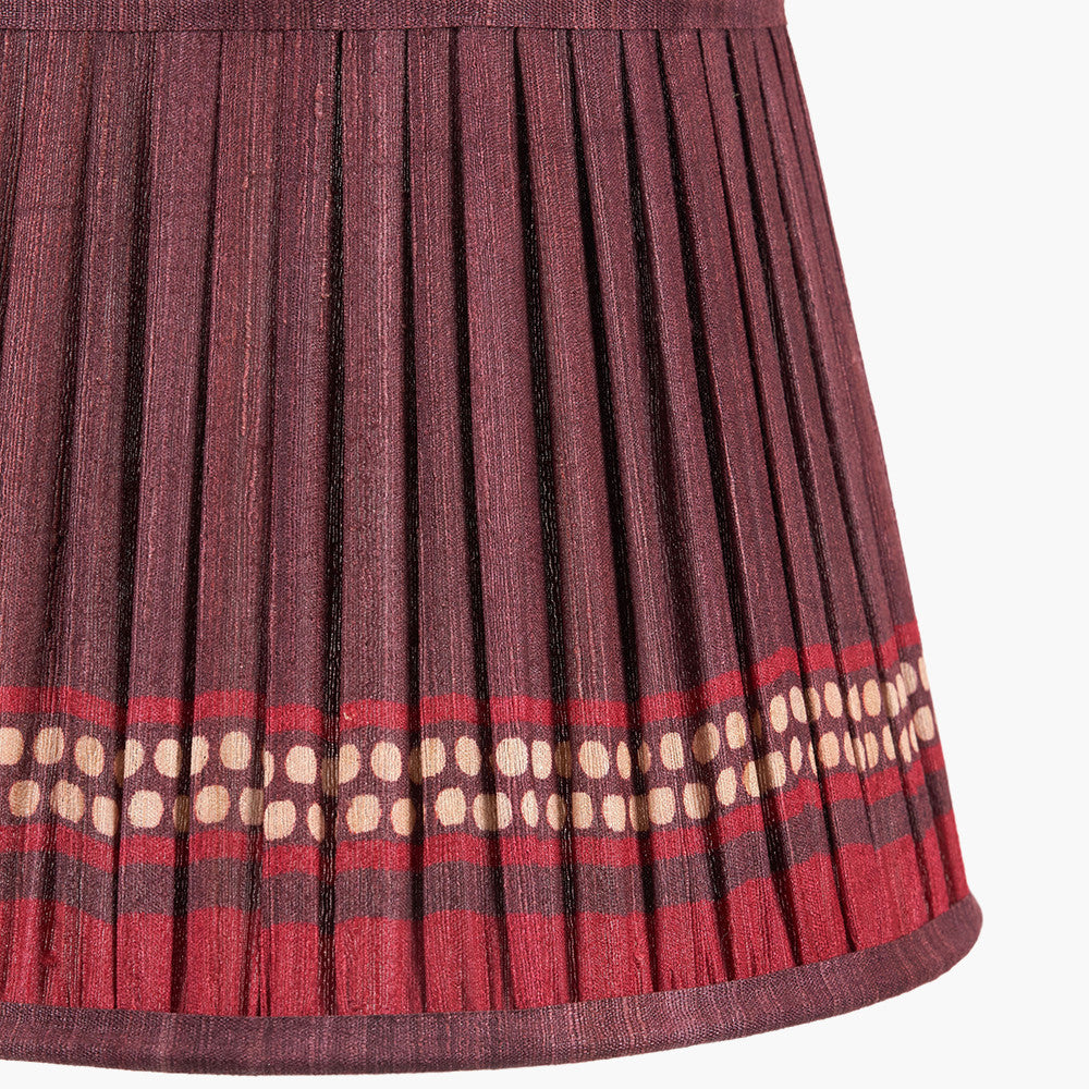 Samaira 30cm Red Silk Border Print Mushroom Pleat Tapered Lampshade