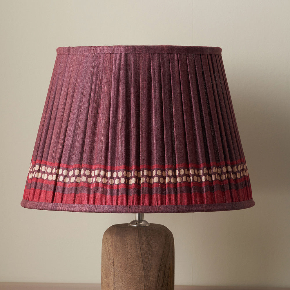 Samaira 30cm Red Silk Border Print Mushroom Pleat Tapered Lampshade